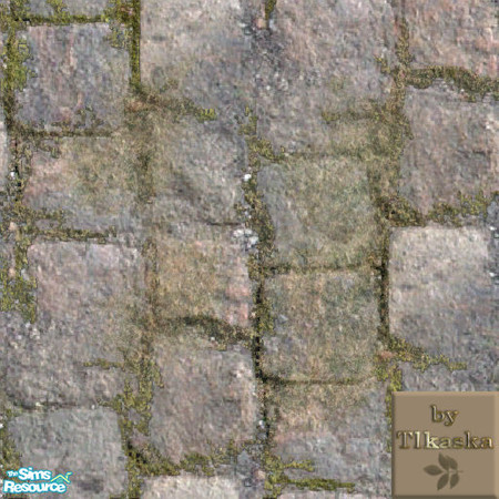 Sims 2 — Cottage Stone Set - Floor 2 Large by tlkaska — This set of aged mossy stone walls and floors is perfect for a