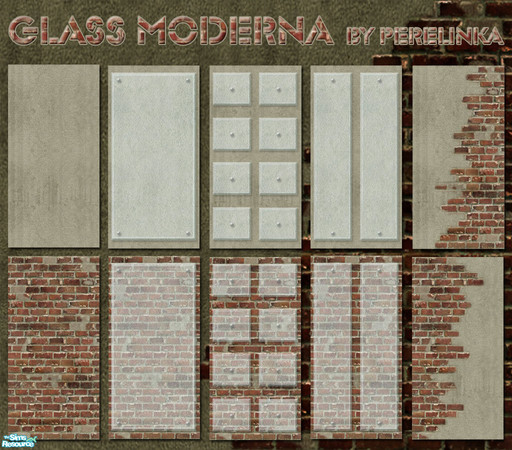 Sims 2 — Glass Moderna Set by perelinka — Concrete and brick with frozen glass.