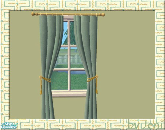 Sims 2 — ZagZig Teal Leather Cornerstone Curtain by jeni — Cornerstone curtain in teal-coloured \'leather\'.
