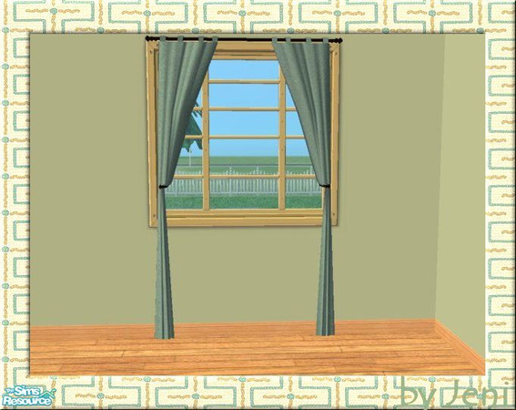 Sims 2 — ZagZig Teal Leather Loft Curtain by jeni — A plain co-ordinating curtain in teal-coloured \'leather\'.