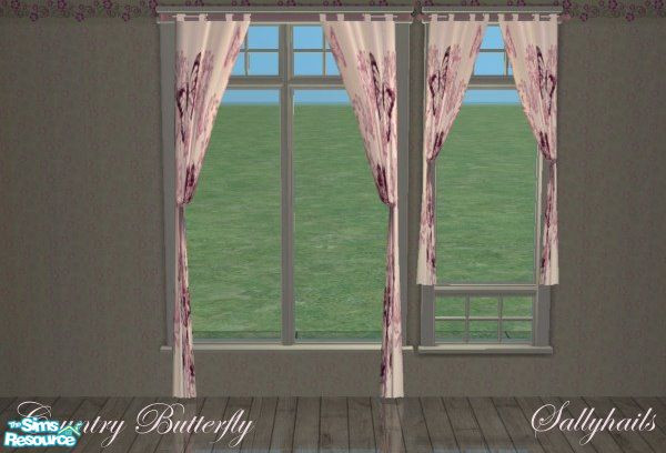 Sims 2 — Country Butterfly Bedroom - Curtains by sallyhails — Matches my Country Butterfly Arizona Seating Set.