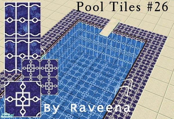 Sims 2 — Pool Tile Set #26 by Raveena — A beautiful set of wall and floor tiles for your swimming pool. Seasons expansion