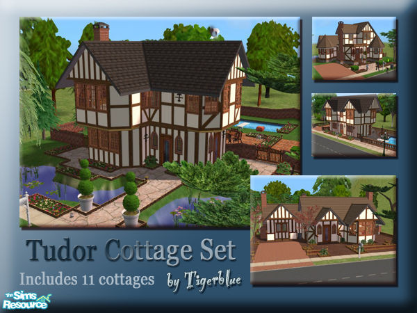 Sims 2 — Tudor Cottage Set by Tigerblue — A set of eleven cottages with which to create a Tudor village. *Maxis Content