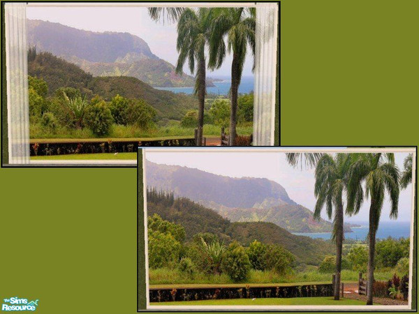 Sims 2 — Peaceful Palms Mural by tamlfra — Beautiful 5 panel ocean view mural, with 2 alternate ends that add the