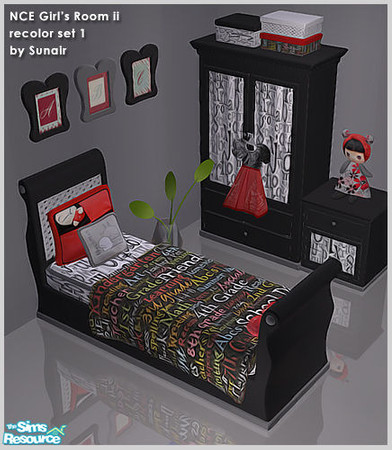 Sims 2 — NCE Girls Room ii - Recolor set 1 by Sunair — NCE Girls Room ii - Recolor set 1 (black)
