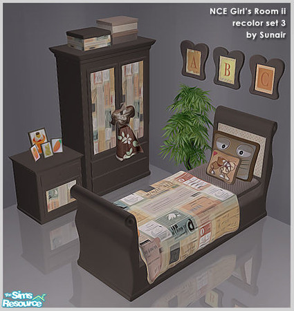 Sims 2 — NCE Girls Room ii - Recolor set 3 by Sunair — NCE Girls Room ii - Recolor set 3 (darkwood)
