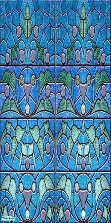 Sims 2 — Gothic Floral  by Eboluh — Beautiful blue stained glass walls, perfectly seamed! Hope you enjoy!