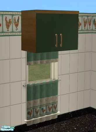 Sims 2 — Chanticleer Kitchen - Window Cabinet Light by Riverwillows — Cute kitchen in lovely greens and honey pine,