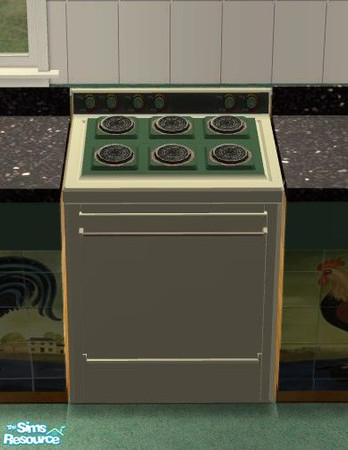 Sims 2 — Chanticleer Kitchen - Stove by Riverwillows — Cute kitchen in lovely greens and honey pine, featuring