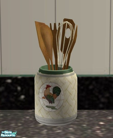 Sims 2 — Chanticleer Kitchen - Utensil Holder by Riverwillows — Cute kitchen in lovely greens and honey pine, featuring