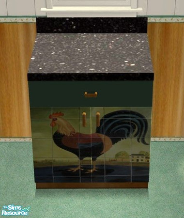 Sims 2 — Chanticleer Kitchen - Counter by Riverwillows — Cute kitchen in lovely greens and honey pine, featuring