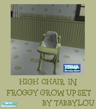 Sims 2 — TL - Froggy Grow-Up High Chair by TabbyLou — High Chair in Grow up with Froggies in this set. Enjoy! **TSRAA
