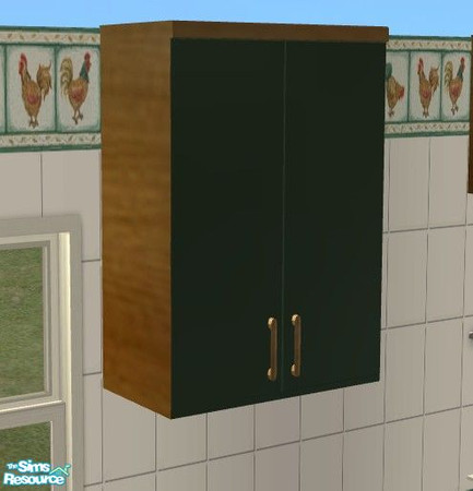 Sims 2 — Chanticleer Kitchen - Upper Cabinet by Riverwillows — Cute kitchen in lovely greens and honey pine, featuring
