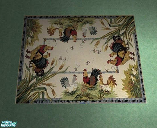 Sims 2 — Chanticleer Kitchen - 3x4 Rug by Riverwillows — Cute kitchen in lovely greens and honey pine, featuring