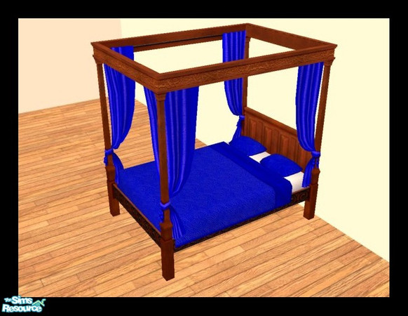 Sims 2 — MDP Blue Medieval Bed in Cherry by MelandStv — There are 10 colourful bed curtains for the Cherry Medieval Bed