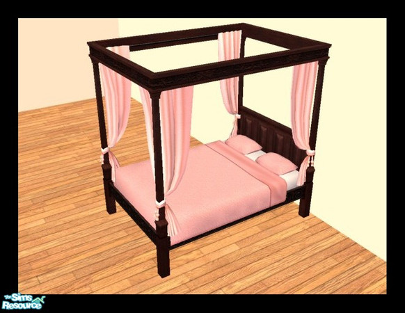 Sims 2 — MDP Rose Medieval Bed in Oak by MelandStv — There are 10 colourful bed curtains for the Oak Medieval Bed Frame