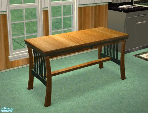 Sims 2 — Chanticleer Kitchen - Table by Riverwillows — Cute kitchen in lovely greens and honey pine, featuring