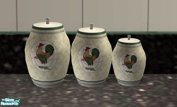 Sims 2 — Chanticleer Kitchen - Canisters by Riverwillows — Cute kitchen in lovely greens and honey pine, featuring