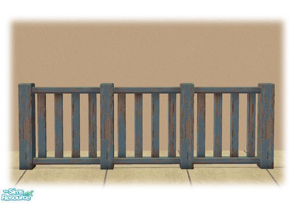 Sims 2 — Bourbon St: Short Rail Blue Worn - Mesh by Shakeshaft — Part of a set of Short Railings and Columns to match my