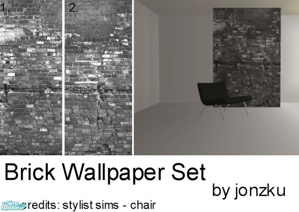 Sims 2 — Brick Wallpaper Set by jonzku — This set contains two walls. I decided to make it a wallpaper just \'cause it