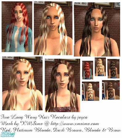 Sims 2 — Long Wavy Hair-Recolors by jeyca — Just some recolors based on XM's Wavy Hair Mesh. Please follow the link below