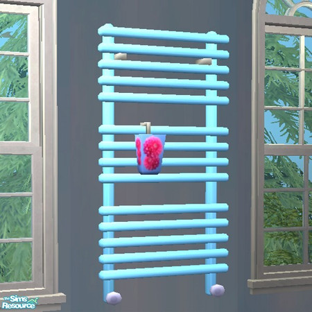 Sims 2 — Towel Warmer - Azure by Spaik — A tube-shaped decorative radiator in shiny azure. ~TSRAA~