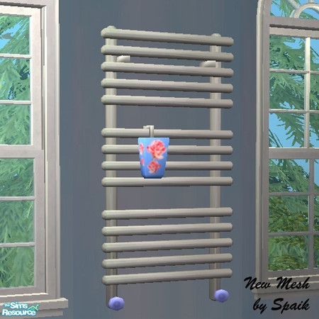 Sims 2 — Towel Warmer - Grey by Spaik — A tube-shaped decorative radiator in shiny grey. ~TSRAA~