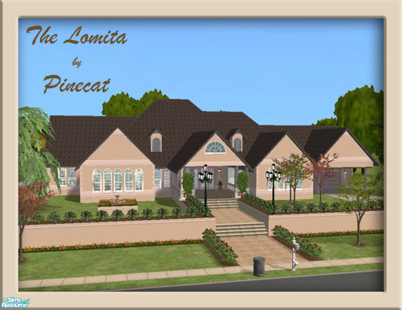 Sims 2 — Lomita by Pinecat — *IMPORTANT SEE INSTALLATION INSTRUCTIONS* Elegant & sophisticated lg one-story home for