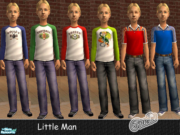 Sims 2 — am_LittleMan by Cruella — New wardrobe for your Little Man Sims. Top and Pant Sets and some separates.