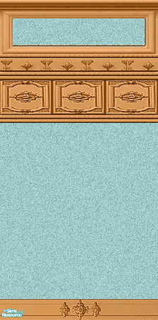 Sims 2 — Fancy Trim Walls - Teal & Med Wood by Dgandy — Three colors of paint, Red, Coffee and Teal. Each paint color