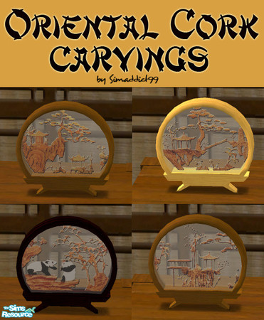 Sims 2 — Oriental Cork Carvings by Simaddict99 — NOTE: the black base was updated for OFB to remove the reflective shine.