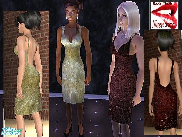 Sims 2 — Luxury Cocktail Dresses by neenornina — Two shimmering cocktail dresses in rich chocolate and soft gold shades,