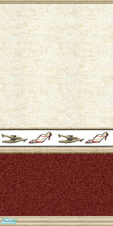 Sims 2 — Not So Strange 6 by Lorah — These walls are a bit modern in red, cream, black and white.