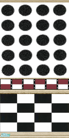 Sims 2 — Not So Strange 2 by Lorah — These walls are a bit modern in red, cream, black and white.