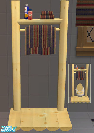 Sims 2 — Log Bath Decor Shelf MESH by Simaddict99 — log bath decor shelf. this looks great combined with the matching log