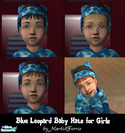 Sims 2 — Blue Leopard Baby Hat for Girls by MorbidFerris — This is a cute black hat with blue leopard print trim for your