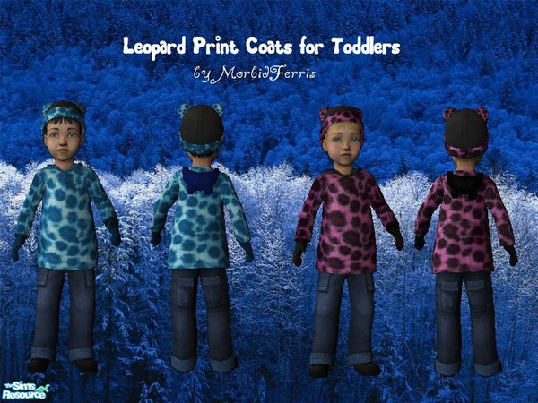 Sims 2 — Leopard Print Coats- Toddlers by MorbidFerris —  Just what your Sim toddler wants-- a bright blue or pink