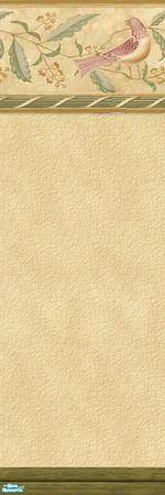 Sims 2 — Antique Plaster Wall with Border by dancingaphrodite — Soft muted colors of green, pink and gold.