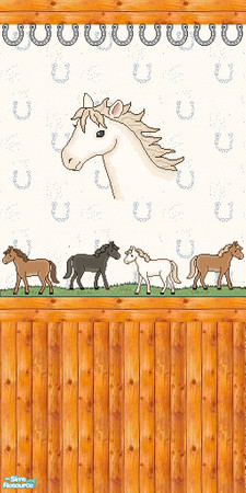 Sims 2 — TL - Giddy-Up Horses Wall Half 5 by TabbyLou — Half Wallpaper #5 for Growing-Up Horses Set. Hope You like!