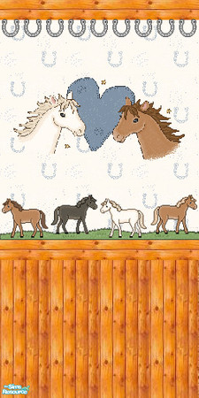 Sims 2 — TL - Giddy-Up Horses Wall Half 4 by TabbyLou — Half Wallpaper #4 for Growing-Up Horses Set. Hope You like!