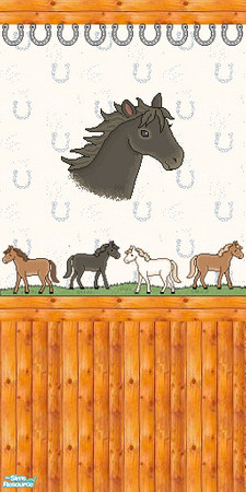 Sims 2 — TL - Giddy-Up Horses Wall Half 1 by TabbyLou — Half Wallpaper #1 for Growing-Up Horses Set. Hope You like!