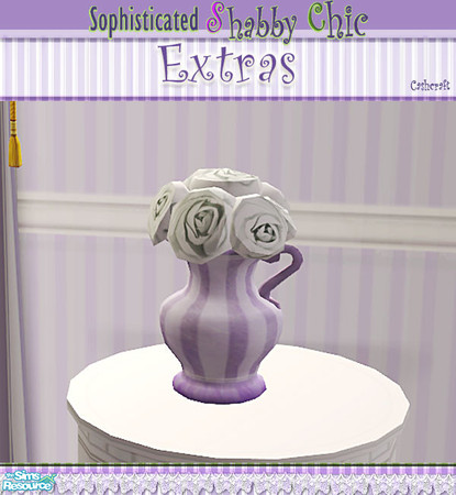Sims 2 — Sophisticated Shabby Roses & Pitcher by Cashcraft — A decorative ceramic pitcher, hand-painted and filled