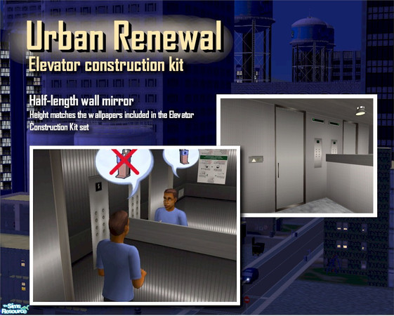 Sims 2 — Elevator half length wall mirror by Cyclonesue — A half length wall mirror especially designed to accompany my