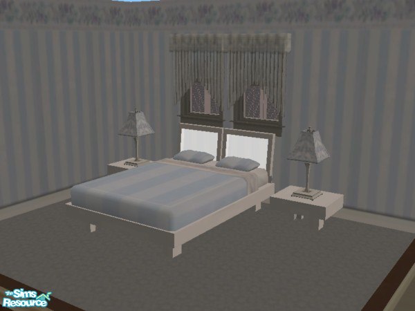 Sims 2 — Blue Striped Bedding by socgrrrl725 — Blue striped bedding with floral trellis to match the wallpaper I created.