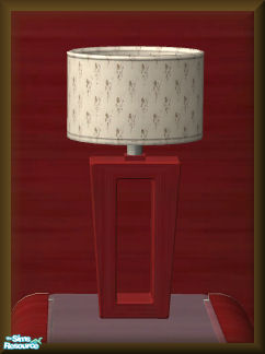 Sims 2 — NK TC57 Arizona LR - Table Lamp by MoMama — The Orion table lamp with a red base and pale flowered shade.
