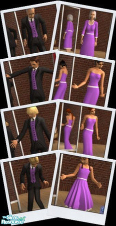 Sims 2 — Wedding Party: Purple by becboobear — Matching dresses and Tux vests for your family's children, teens, adults