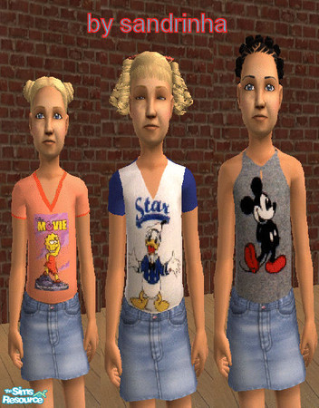 Sims 2 — SM Tees for Girls by sandrinha — This is a set of recolors from Maxis. Don't need mesh/EP. Enjoy!