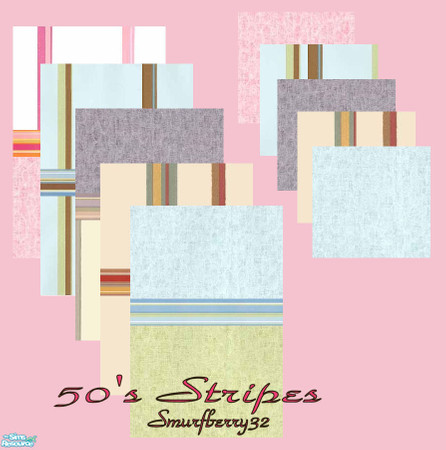 Sims 2 — 50's Stripes Carpet & Walls Set by smurfberry32 — Head back to the 50's with this beautiful collection of