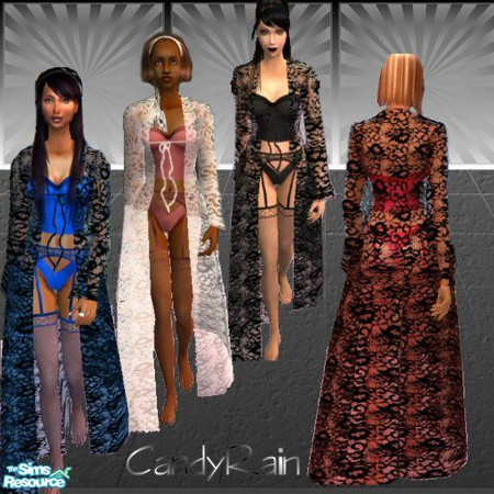 Sims 2 —  Lacy Negligees by Candyrain — Full set of negligees.