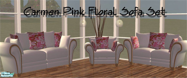 Sims 2 — Carmen Pink Floral Sofa Set by frillyfilly — Recolours of the Carmen Sofa Set. Free mesh set at 37 Sims.